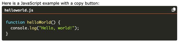 Syntax highlight with title and copy button